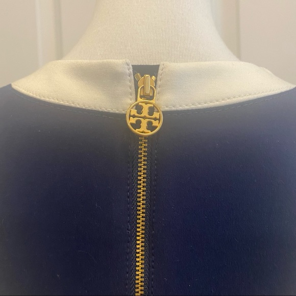 TORY BURCH Sleeveless Mod Design (Navy Rust & Gold) Midi A-line Dress - Picture 6 of 9